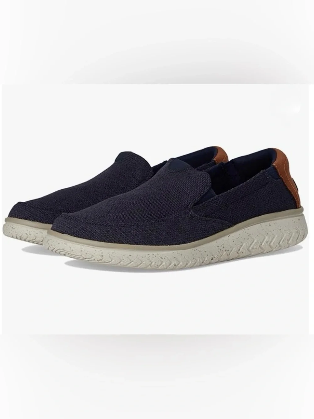 Clarks Navy Knit Slip-On with Brown Heel Tab Size 7.5